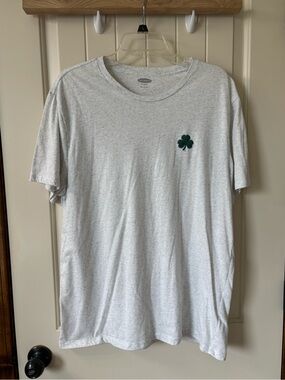 Old Navy Heather Gray Short Sleeve T‑Shirt with Green Clover Patch